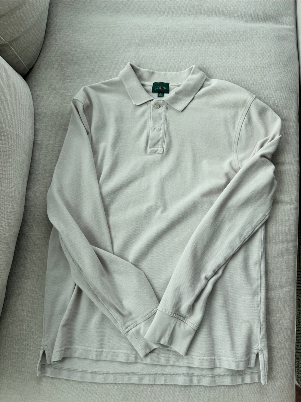 J. Crew Cream Long-Sleeve Polo Shirt